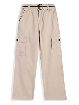 CAVIO - Boys Cream Cotton Cargos with Belt