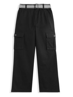 CAVIO - Boys Black Cotton Cargos with Belt