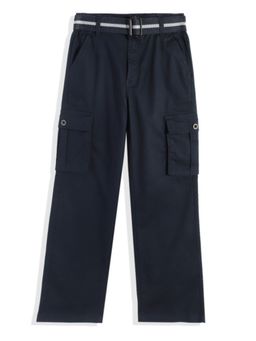 CAVIO - Boys Navy Blue Cotton Cargos with Belt