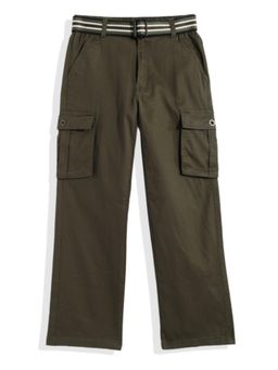 CAVIO - Boys Green Cotton Cargos with Belt