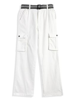 CAVIO - Boys White Cotton Cargos with Belt