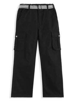 CAVIO - Boys Black Cotton Cargos with Belt