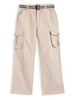 CAVIO - Boys Cream Cotton Cargos with Belt