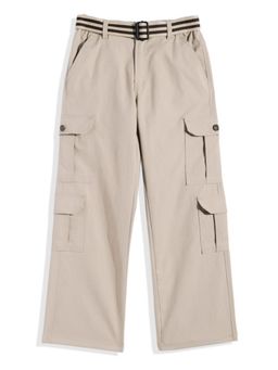 CAVIO - Boys Cream Cotton Cargos with Belt