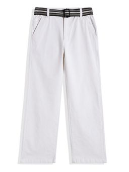 CAVIO - Boys White Cotton Trouser with Belt