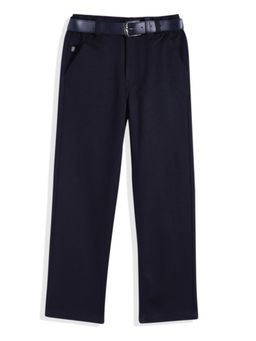 CAVIO - Boys Navy Blue Cotton/Lycra Trouser with Belt