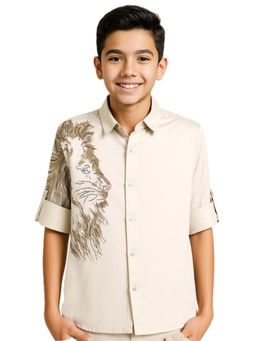 CHARCHIT - Boys Beige Cotton Shirt