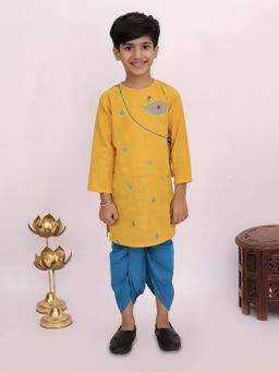 LITTLE GINNIE - Boys Yellow Cotton Kurta with Dhoti