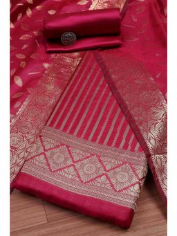 Biba - Women Rani Banarasi Chanderi Banarasi Woven Unstitched Kurta With Bottom & Dupatta