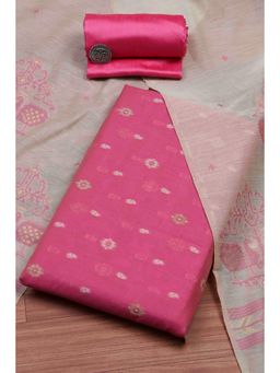 Biba - Women Rani Cotton Jamdani Unstitched Kurta With Bottom & Dupatta