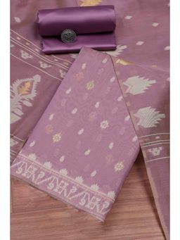 Biba - Women Lavender Cotton Jamdani Unstitched Kurta With Bottom & Dupatta