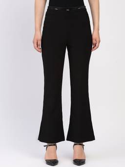 Global Republic - Polyester Blend Solid Bootcut Black Trouser