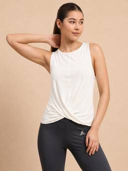Fitleasure - Twist And Go Sleeveless White Top