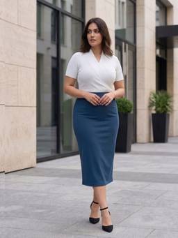 Qurvii - Teal Pencil Skirt