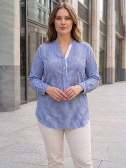 Qurvii - Blue Gingham Check Shirt