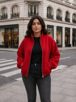 Qurvii - Red Fleece Balloon Jacket