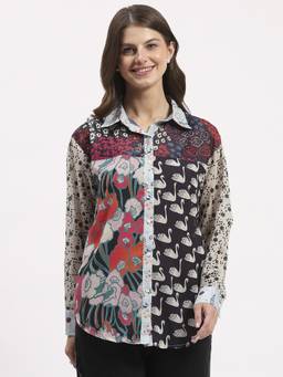 Global Republic - Rayon Blend Abstract Print Multicolor Shirt