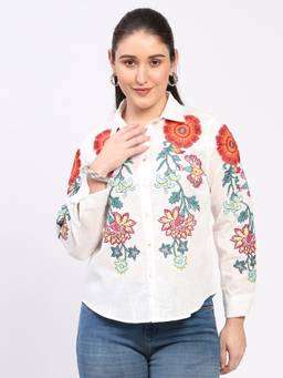 Global Republic - Cotton Embroidered White Shirt
