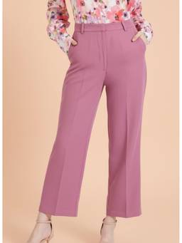 AM SWAN - Women'S Luxury Banana Crepe Straight Fit With Flap Pocket Rose Gold Trouser