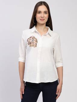 Global Republic - Cotton Embroidered White Shirt