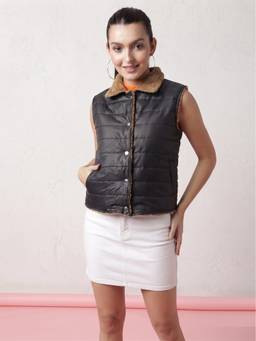 JAKANARY - Black Contrast Inside Faux Fur Jacket