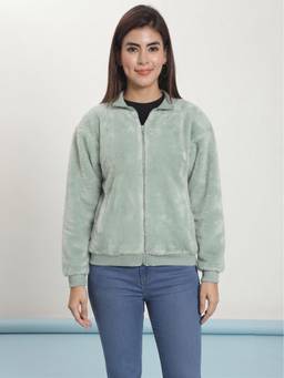 JAKANARY - Aqua Rib Collared Double Side Fur Jacket