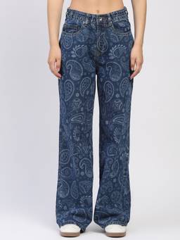 Global Republic - Cotton Paisley Print Blue Jeans