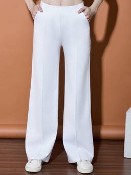 FFU - Womens Full Length Solid White Trousers