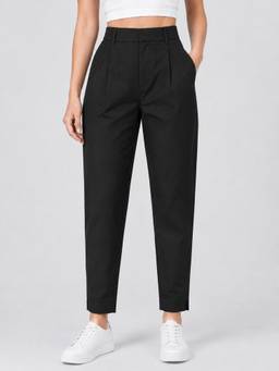 Zuri - Tapered Cotton Premium Black Trouser