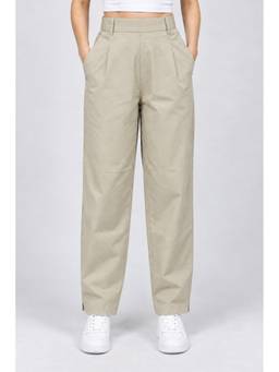 Zuri - Tapered Cotton Premium Khaki Trouser