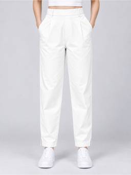 Zuri - Tapered Cotton Premium White Trouser