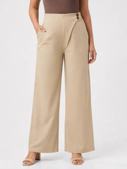 Zuri - Women High-Rise 4-Way Stretch Asymmetric Wide-Leg Trousers