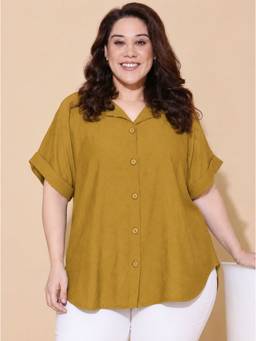 THE PINK MOON - Yellow Drop Shoulder Shirt