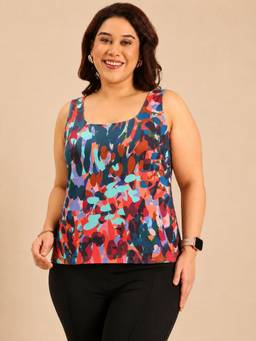 THE PINK MOON - Neon Abstract Print Sleeveless Multicolor Tank Top
