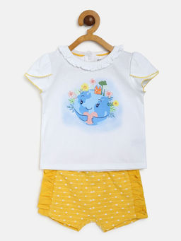MINI KLUB - Baby Girls White Top and Shorts (Set of 2)
