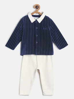 MINI KLUB - Baby Boys Navy Blue Shirt & White Pants (Set of 2)
