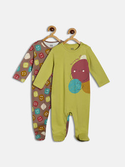 MINI KLUB - Baby Boys Multi-Color Sleep Suit (Pack of 2)