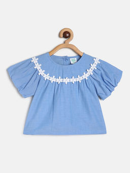 MINI KLUB - Baby Girls Blue Woven Top