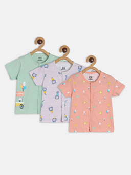 MINI KLUB - Baby Boys Multi-Color Front Open Vest (Pack of 3)