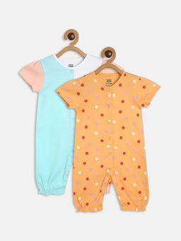 MINI KLUB - Baby Girls Multi-Color Romper (Pack of 2)