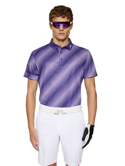 J.Lindeberg - Heath Print Comb Deep Wisteria M Golf Polo T-Shirt