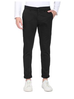 U.S. POLO ASSN. - Men Black Solid Austin Trim Regular Fit Casual Trousers