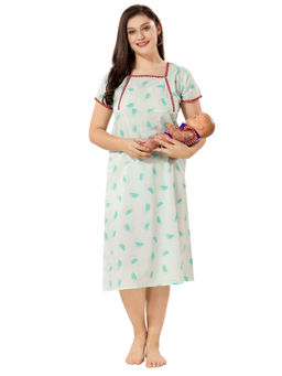 PIU - Green Feeding Cotton Half Sleeves Watermelon Print Nighty