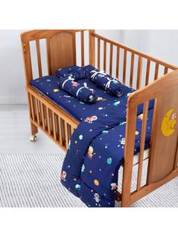 Baby Moo - Space Bedding Gift Set 2 Bolsters, U Pillow, Mattress and Quilt Set - Blue