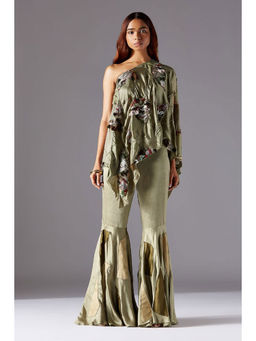 A Humming Way - Topiary One Shoulder Cape With Mesa Sharara