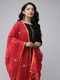 ArtEastri - Handloom Red Jamdani Cotton Dupatta
