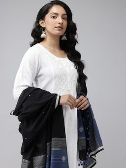 ArtEastri - Handloom Black Jamdani Cotton Dupatta