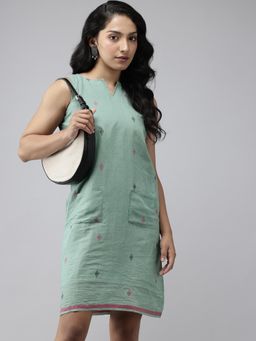 ArtEastri - Handloom Green Cotton Dress