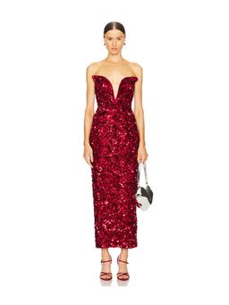 self-portrait - 3D Sequin Midi Dress