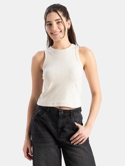 Jockey - A192 Women Cotton Slim Fit Racerback Styled Tank Top-Cream Melange